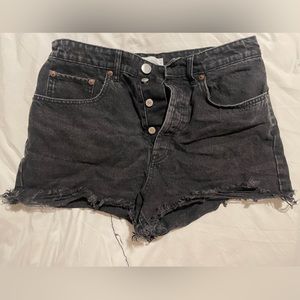 Zara high waisted cutoff denim shorts in black